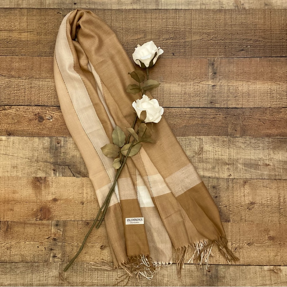 PASHMINA Scarf in Wide Warm Color Plaid - Picture 7 of 11
